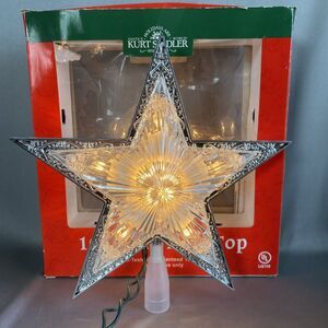 Kurt Adler Lighted Star Starburst Tree Top Topper Christmas 10 Light Clear 9"